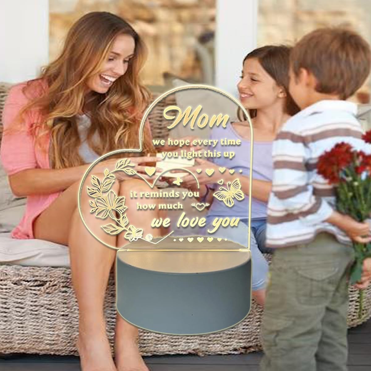 Regalos para mujeres, regalos de cumpleaños para mamá, regalos de Navidad para mujeres, lámpara de luz nocturna grabada en acrílico, regalos para