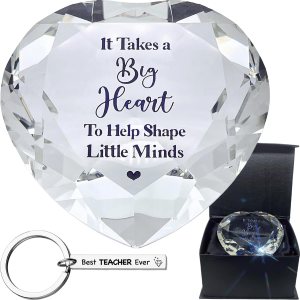 It Takes a Big Heart to Help Shape Little Minds Crystal Heart Diamond 3.150 in Decoración de escritorio pisapapeles, regalos para el día del It Takes a Big Heart to Help Shape Little Minds Crystal Heart Diamond 3.150 in Decoración de escritorio pisapapeles, regalos para el día del