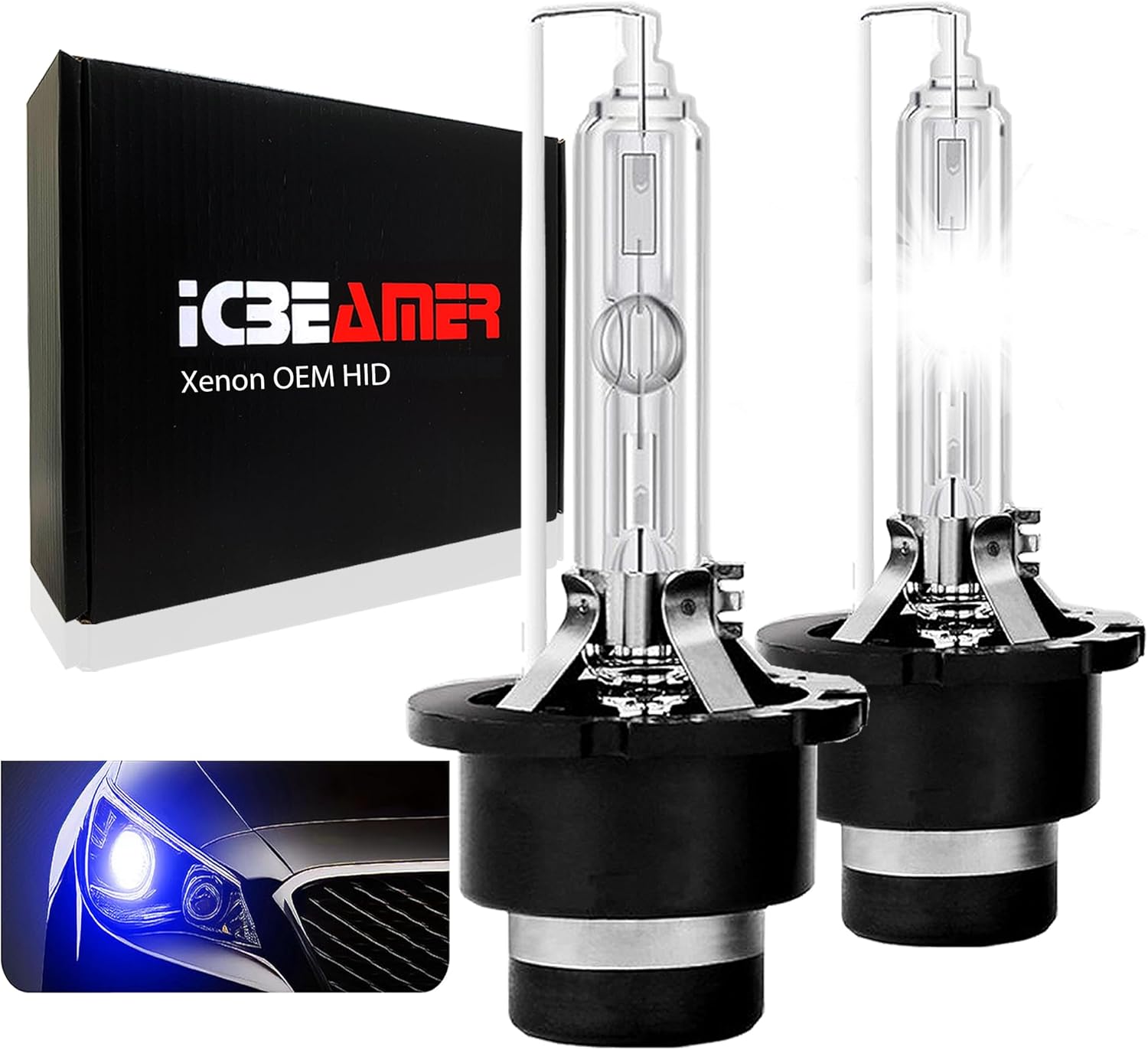 ICBEAMER 30000K D2S D2C D2R Xenon Factory HID reemplazo con foco de xenón para 66040 66240 85122, fabricante original del producto, de luz baja de