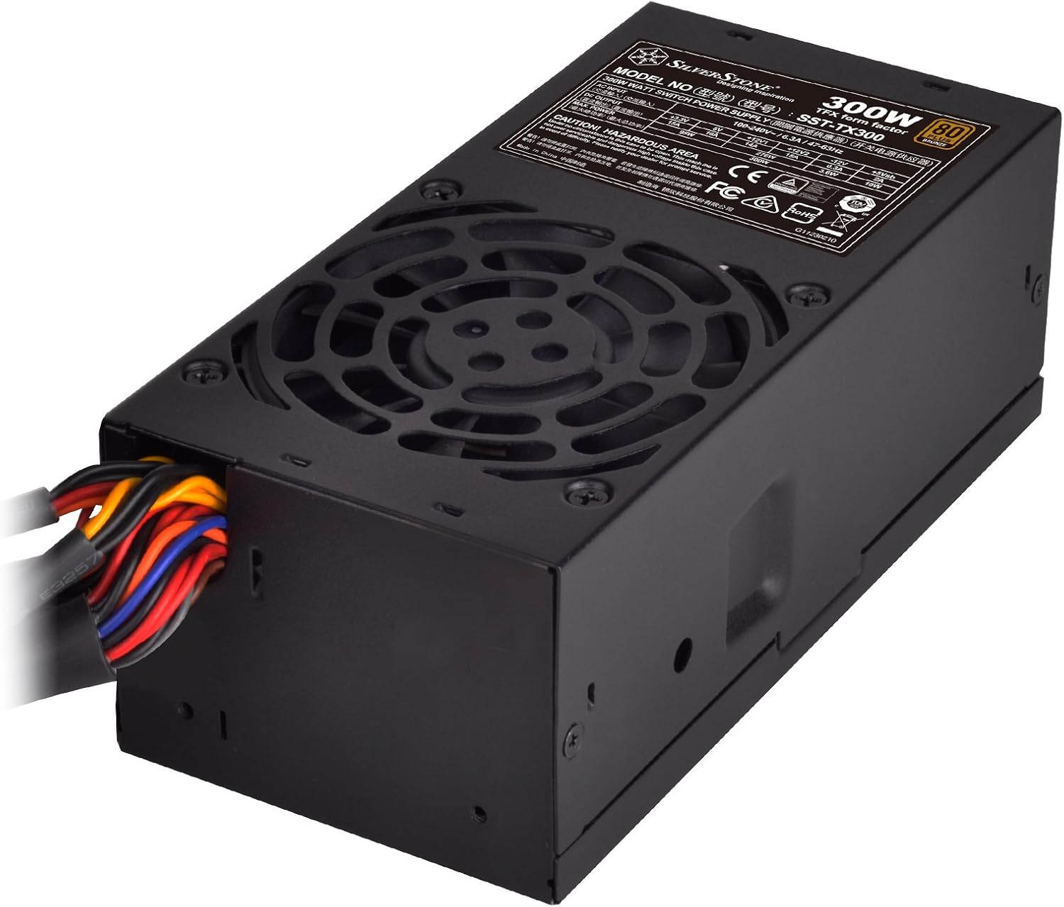 SilverStone Technology Fuente de alimentación para computadora TFX de 300 vatios con 80 Plus Bronze y un conector PCIe SST-TX300-USA