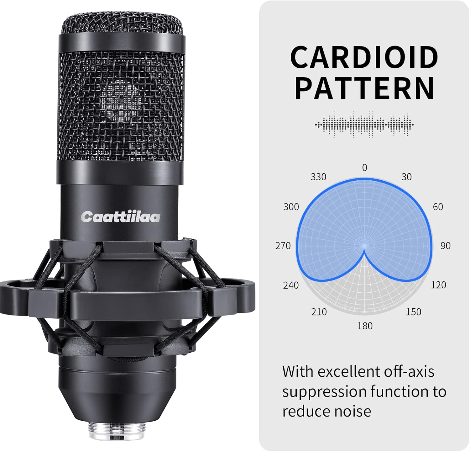 Caattiilaa Micrófono USB – Micrófono de grabación profesional, 192 KHZ24 bits, filtro pop, juego de brazo de brazo, fácil instalación, compatible
