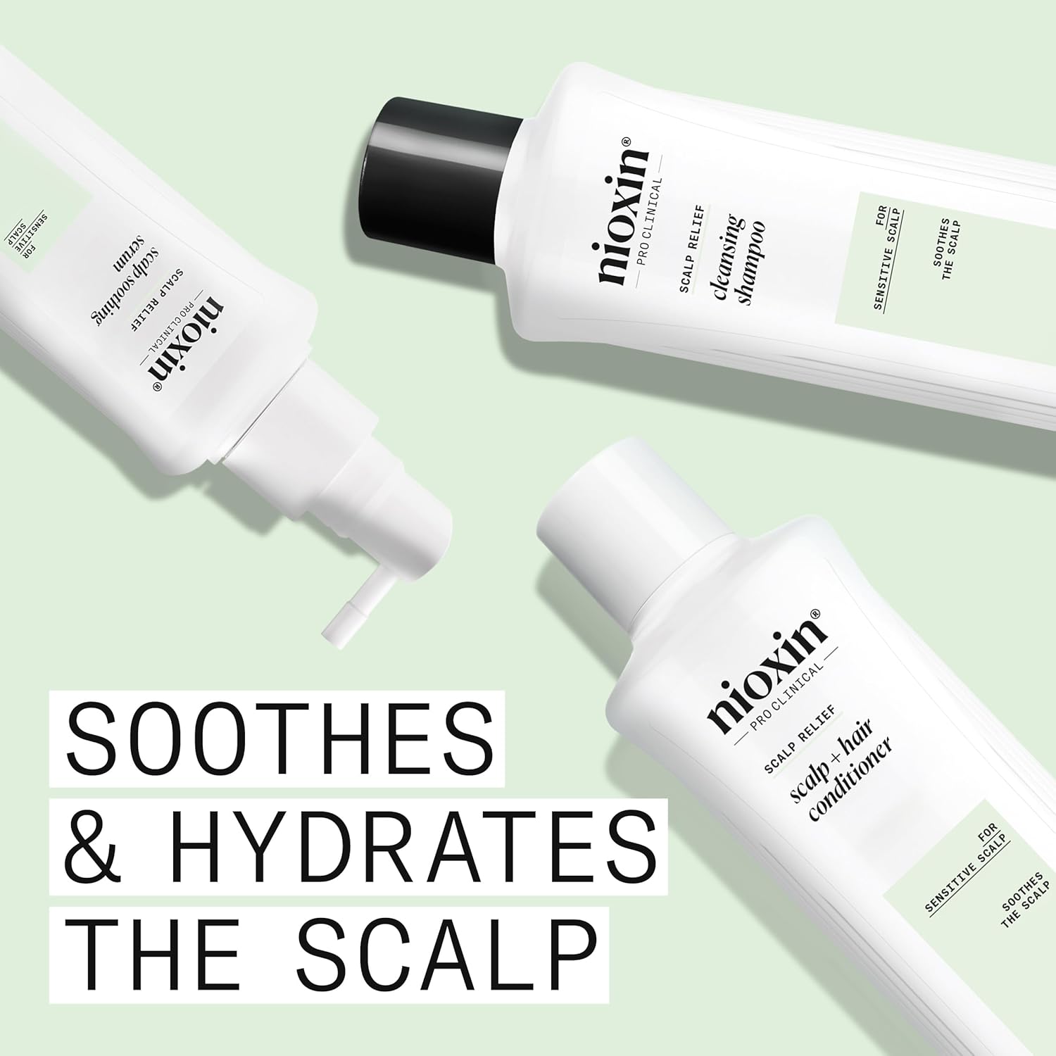 Nioxin Sistema de alivio del cuero cabelludo  Para cuero cabelludo sensible, seco y con picazón  Limpia, calma y engrosa el cabello  Sin parabenos