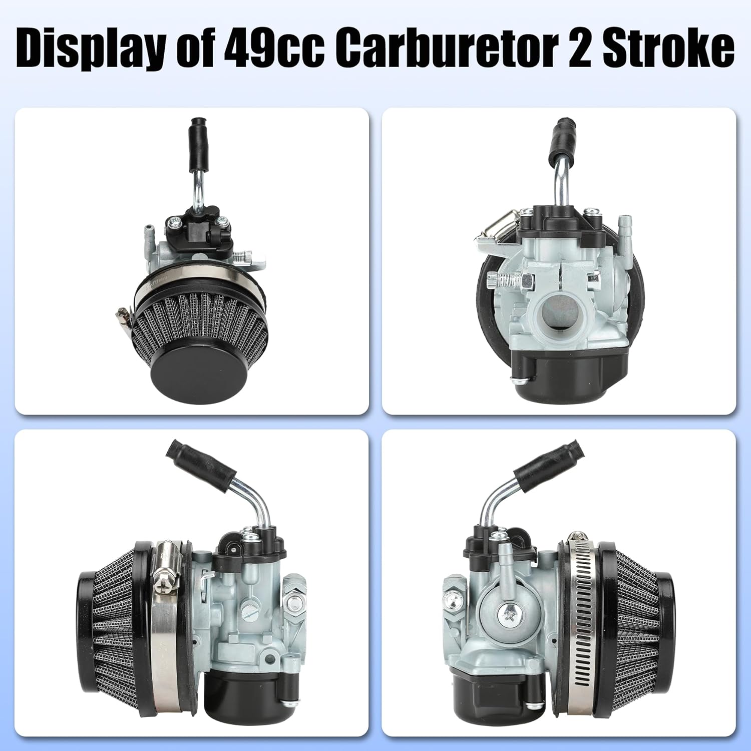 YOXUFA Carburador de carreras de 2 tiempos, kit de filtro de aire de 2.283 in para motor de 80 cc, 100 cc, 49 cc, 50 cc, 66 cc, motor de gasolina,