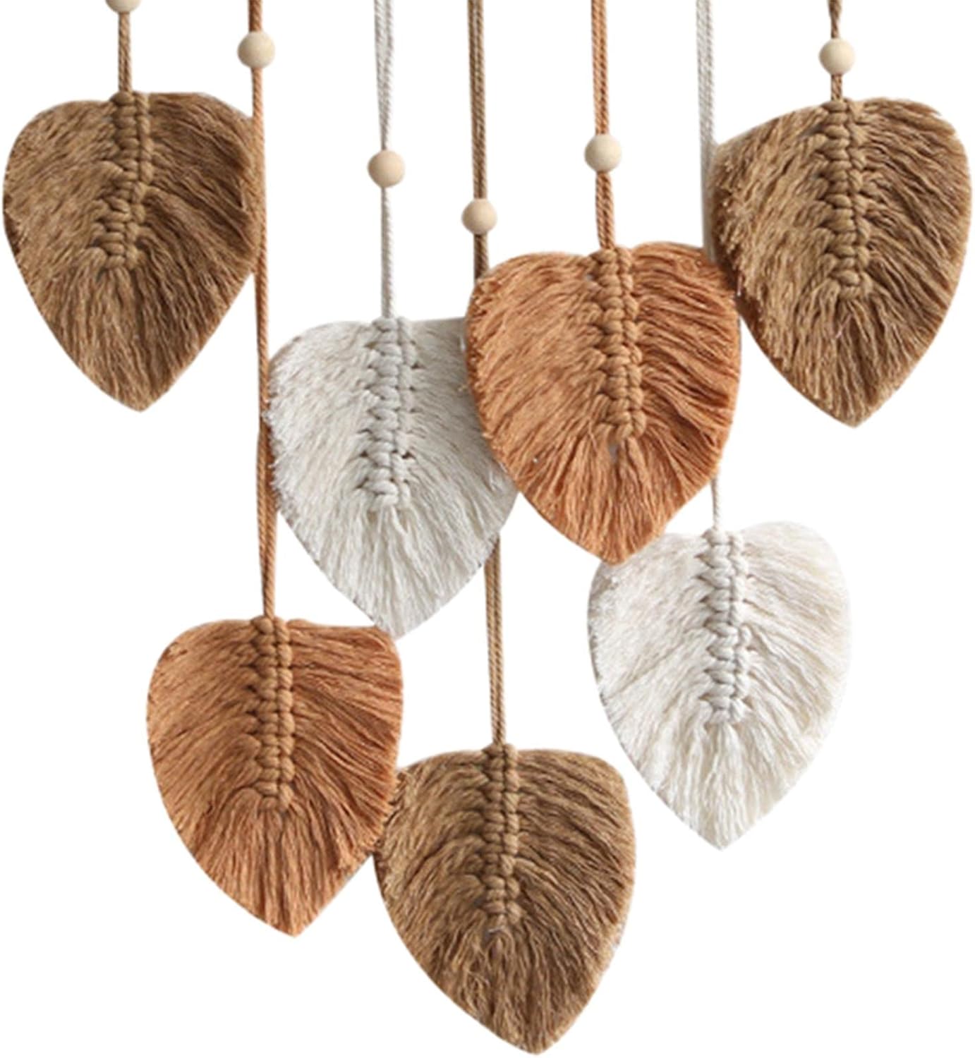 IEUDNS Tapiz de macramé para colgar en la pared, tapiz tejido, arte de pared nórdico bohemio, decoración de pared, borlas de hojas para cuarto de