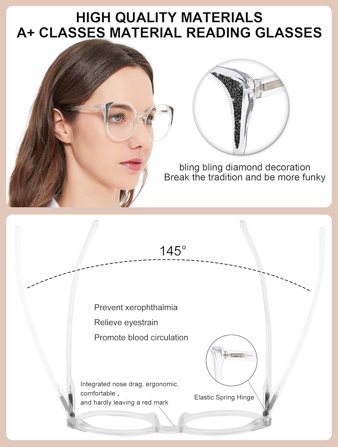 OCCI CHIARI Lentes de lectura extra grandes de 2.50 pulgadas para mujeres grandes (1.0 1.25 1.5 1.75 2.0 2.25 2.5 2.75 3.0 3.5)