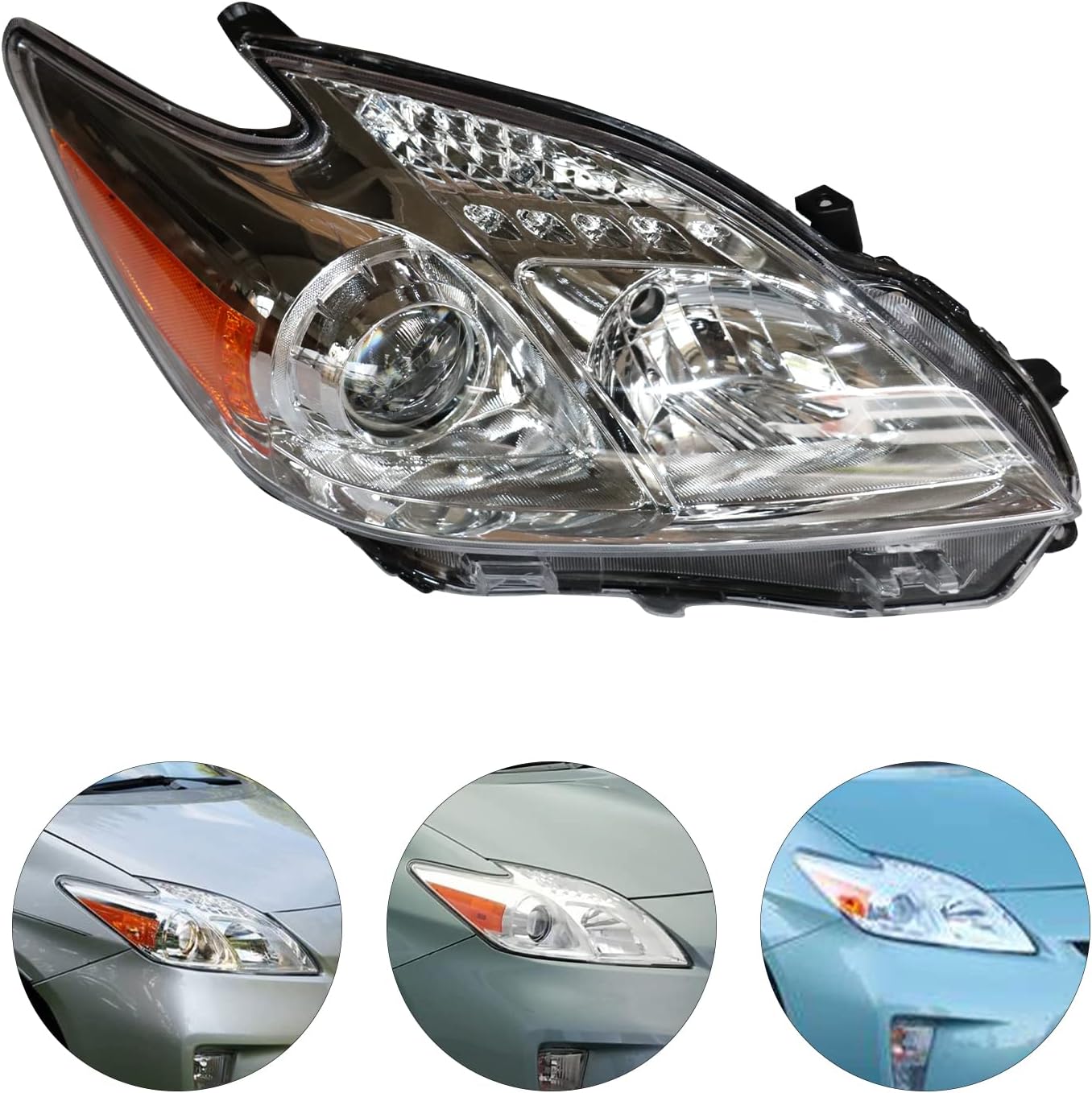 TBVECHI Conjunto de faros delanteros para Toyota Prius 2012-2015 Halógeno Faro derecho de reemplazo del lado del pasajero, lente transparente de