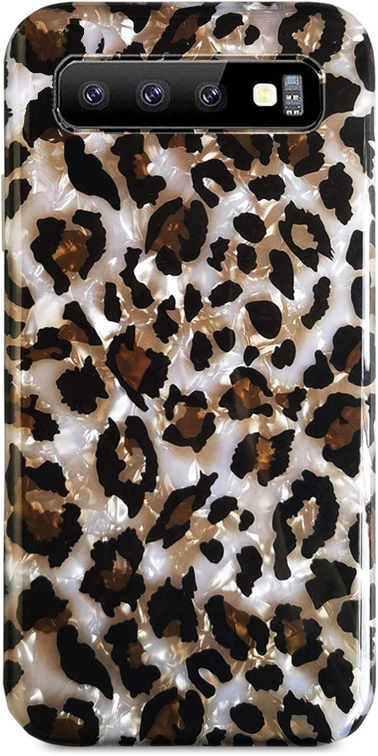 J.west Funda de leopardo para Galaxy S10 de 6.1 pulgadas, diseño de guepardo brillante de lujo para niñas y mujeres, diseño translúcido delgado de