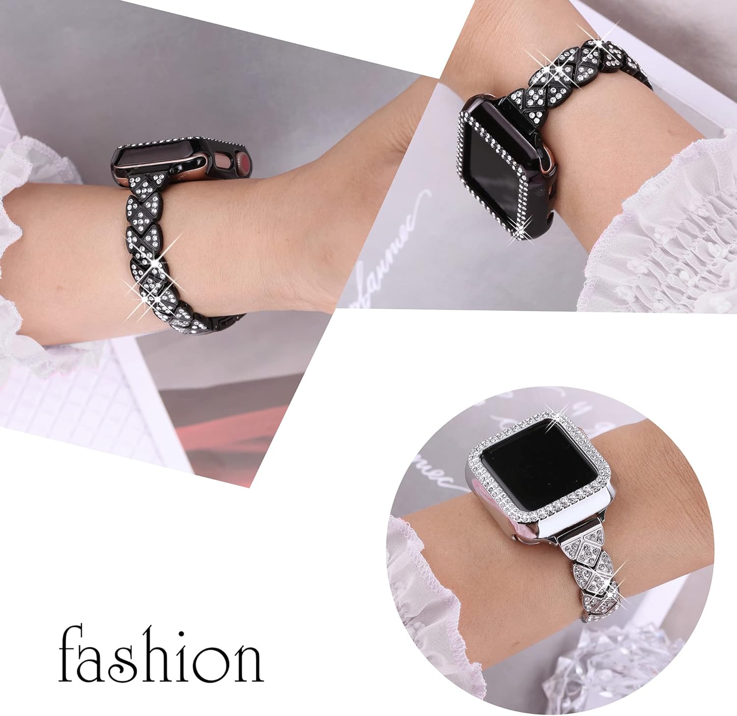 Secbolt Correa delgada compatible con Apple Watch Band de 1.49, 1.57, 1.61, 1.65, 1.73 y 1.77 pulgadas, para mujer, pulsera de metal elegante con