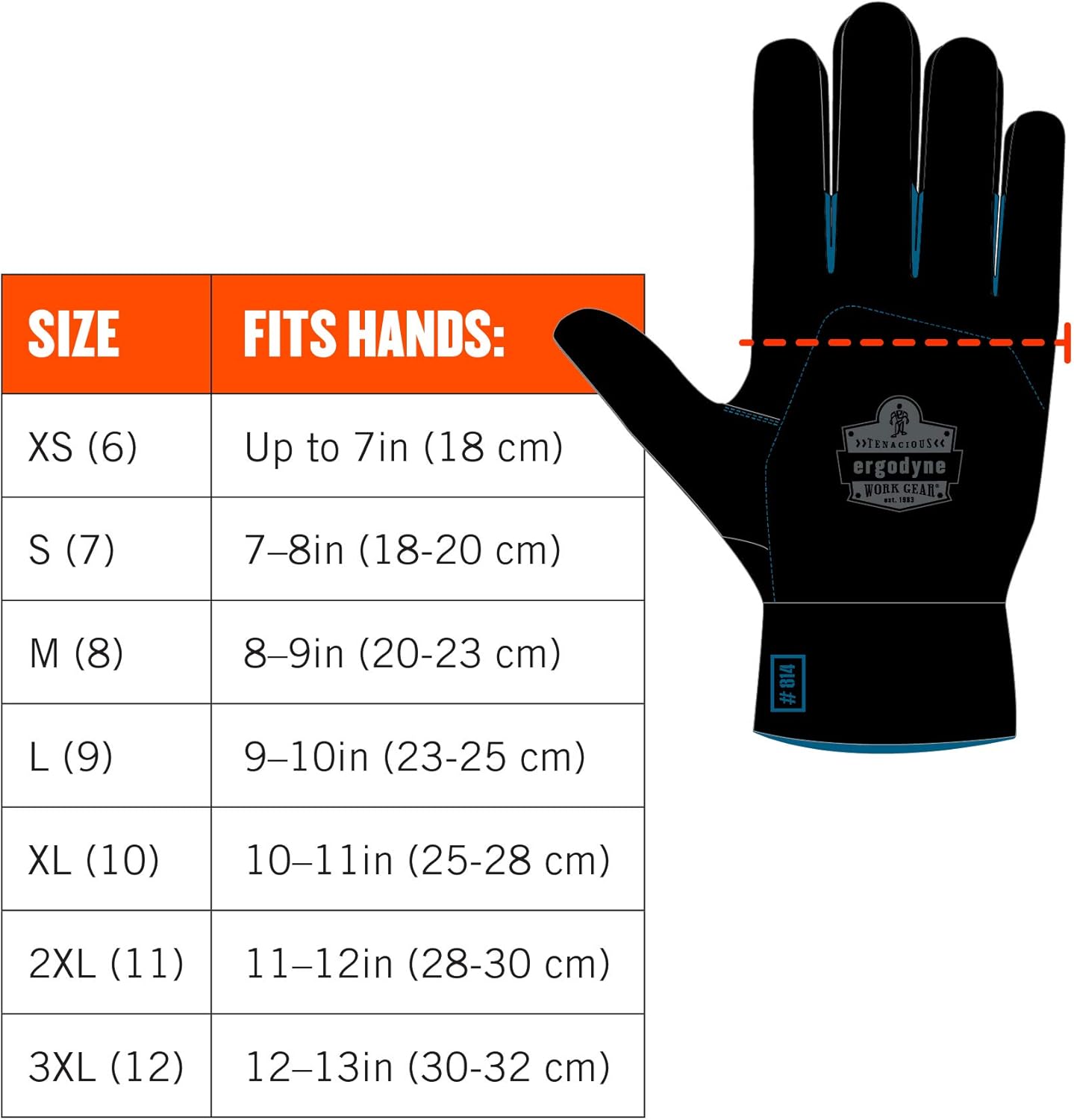 Ergodyne Proflex 817 WP guante térmico aislante de utilidad, impermeable, color negro
