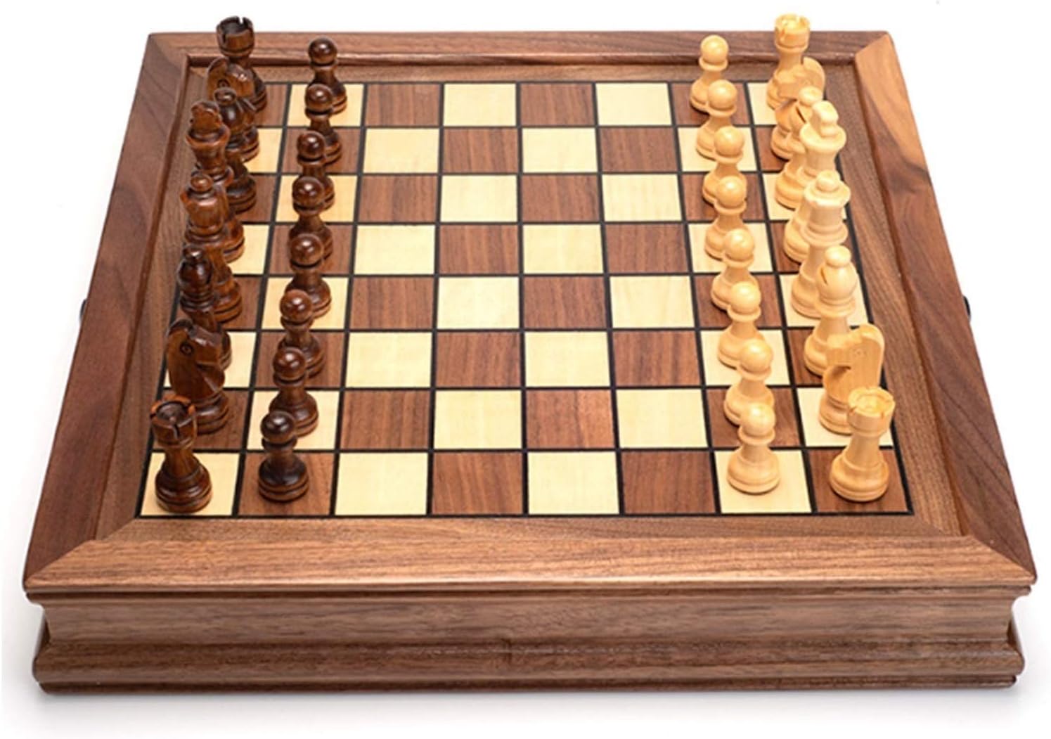Juego de ajedrez magnético de madera maciza para escritorio, colección clásica de juegos de ajedrez de metal, con tablero de madera de lujo y