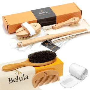 Belula Cuidado orgánico de la piel y el cabello. Juego de cepillos corporales de cepillado en seco y juego de cepillos de pelo 100% con cerdas de Belula Cuidado orgánico de la piel y el cabello. Juego de cepillos corporales de cepillado en seco y juego de cepillos de pelo 100% con cerdas de