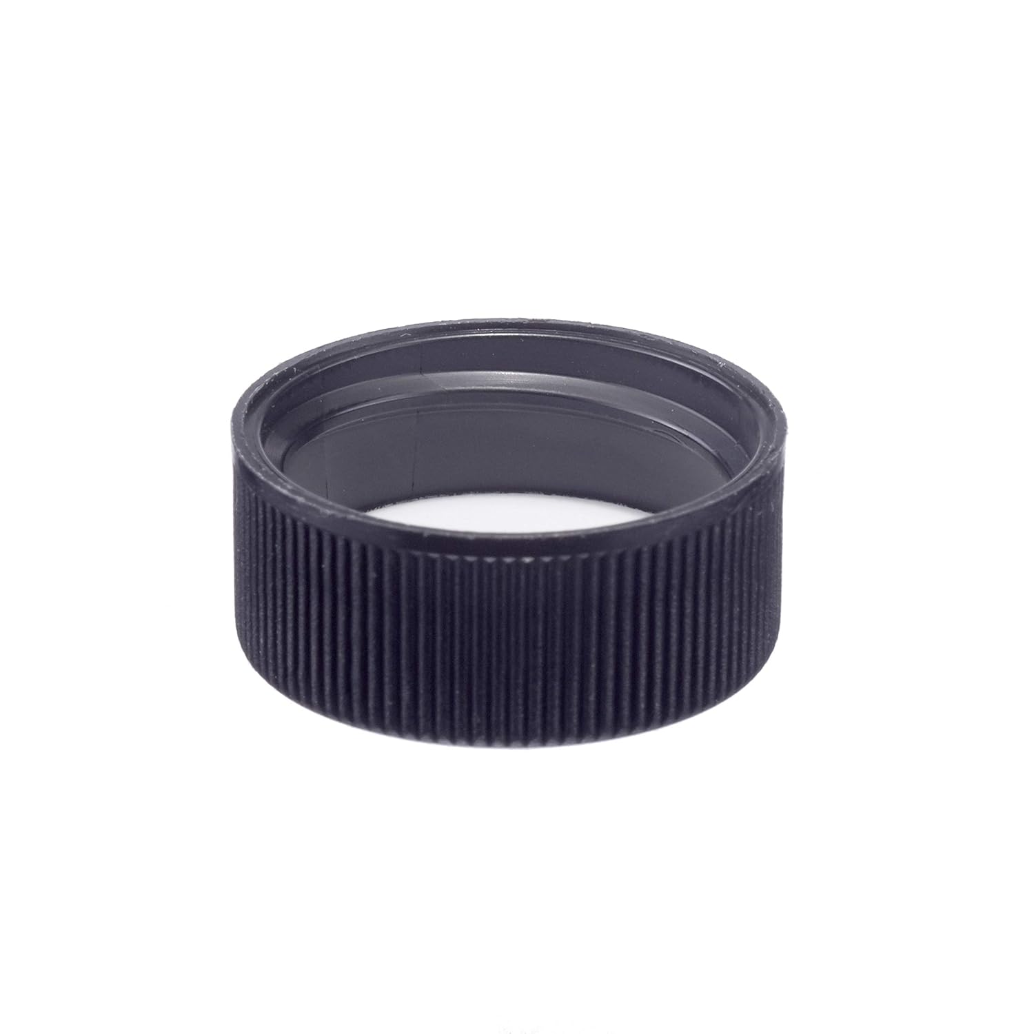 Consolidated Plastics 41084 Tapa negra con forro F217, polipropileno, 0.945 in, acabado 24-400, 12 piezas