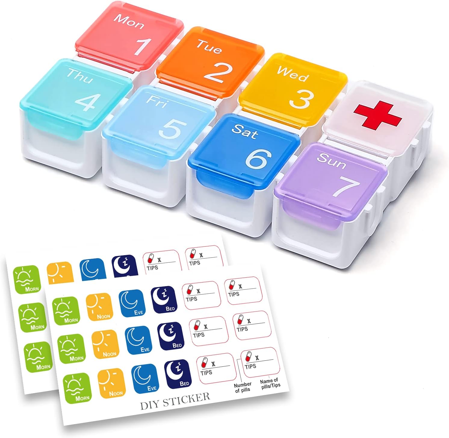 Organizador de medicamentos, organizador semanal de píldoras de viaje, pastillero diario, contenedor de 7 días, dispensador de píldorasrecipiente