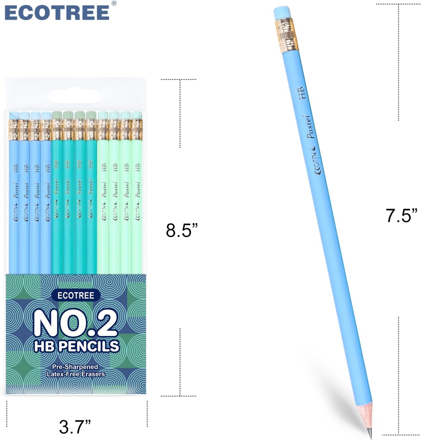 ECOTREE Lápices #2 Lápices para niños, lápices divertidos, lápices de número 2, lápices afilados, lápices geniales, lápices escolares, paquete de 24