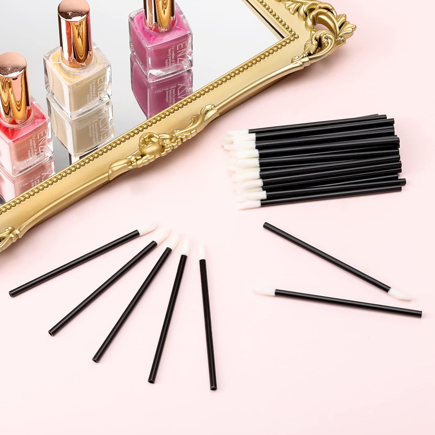 Kits de herramientas de varitas desechables pincel de labios brillo de labios del lápiz labial aplicadores, Negro, Blanco