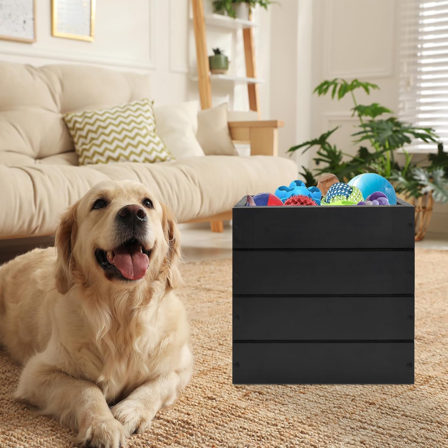 Y&ME YM Caja de madera con asas, cajas de almacenamiento de madera, organizador de cubos de madera decorativo rústico para juguetes y accesorios