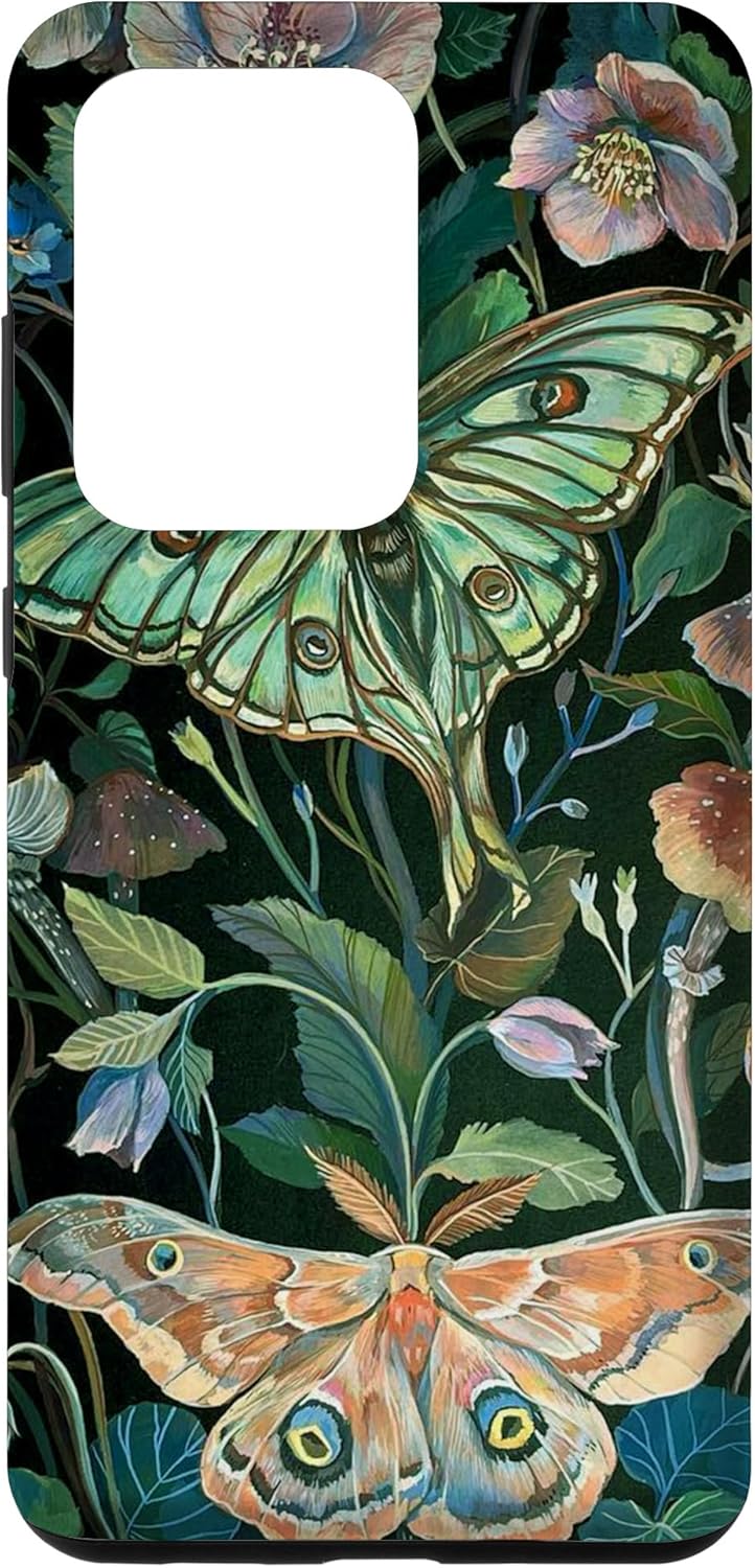 Funda para Galaxy S20 Ultra Aesthetic Luna Moth Vintage Botanical Boho Mushroom Flower
