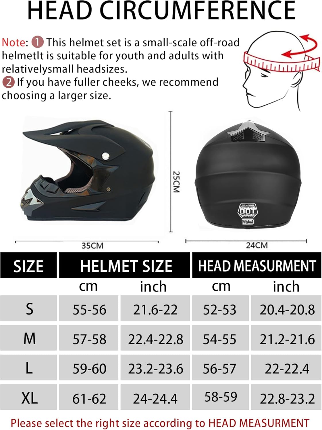 Casco de motocross, casco de motocicleta ATV ATV para jóvenes y adultos, casco de bicicleta de montaña BMX de 4 ruedas para niños, certificado DOT,