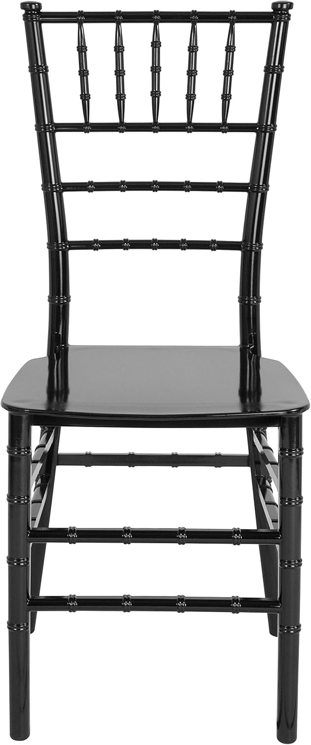 Flash Furniture Paquete de 2 sillas Chiavari apilables de resina negra de la serie HERCULES