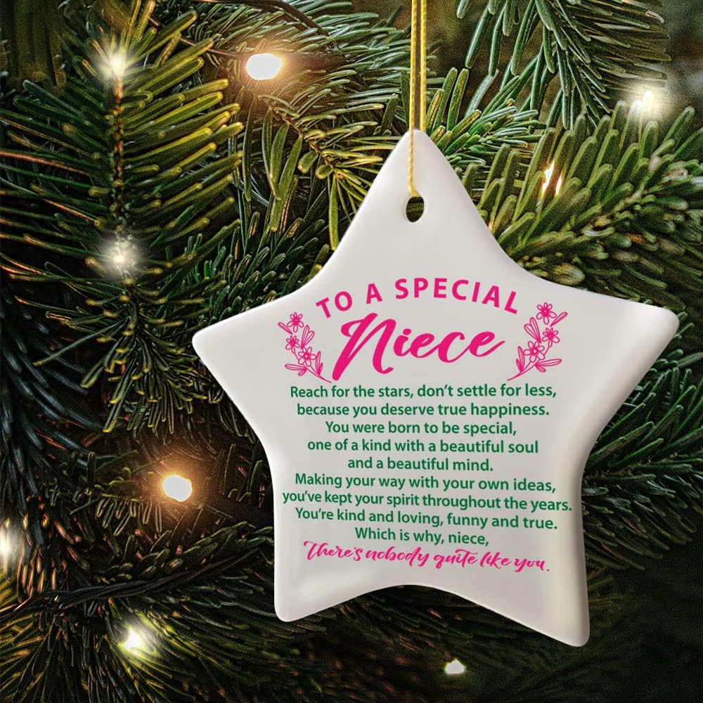Adorno de Navidad para sobrina, con texto en inglés “You’re Kind Loving Funny and True”, regalo de recuerdo de graduación de cumpleaños, regalo para