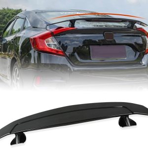 Alerón trasero universal de 46 pulgadas, aspecto de fibra de carbono, estilo deportivo, alerón trasero de coche con reflector rojo para sedán, cupé, Alerón trasero universal de 46 pulgadas, aspecto de fibra de carbono, estilo deportivo, alerón trasero de coche con reflector rojo para sedán, cupé,