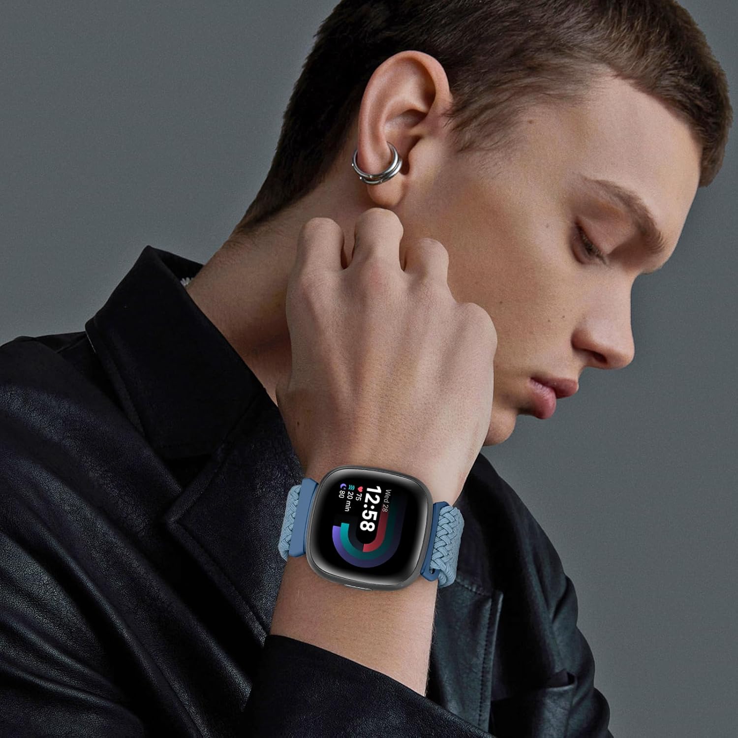 Correa elástica trenzada Solo Loop compatible con Fitbit Versa 4Fitbit Sense 2Fitbit Versa 3Fitbit Sense, correas elásticas de nailon deportivo para