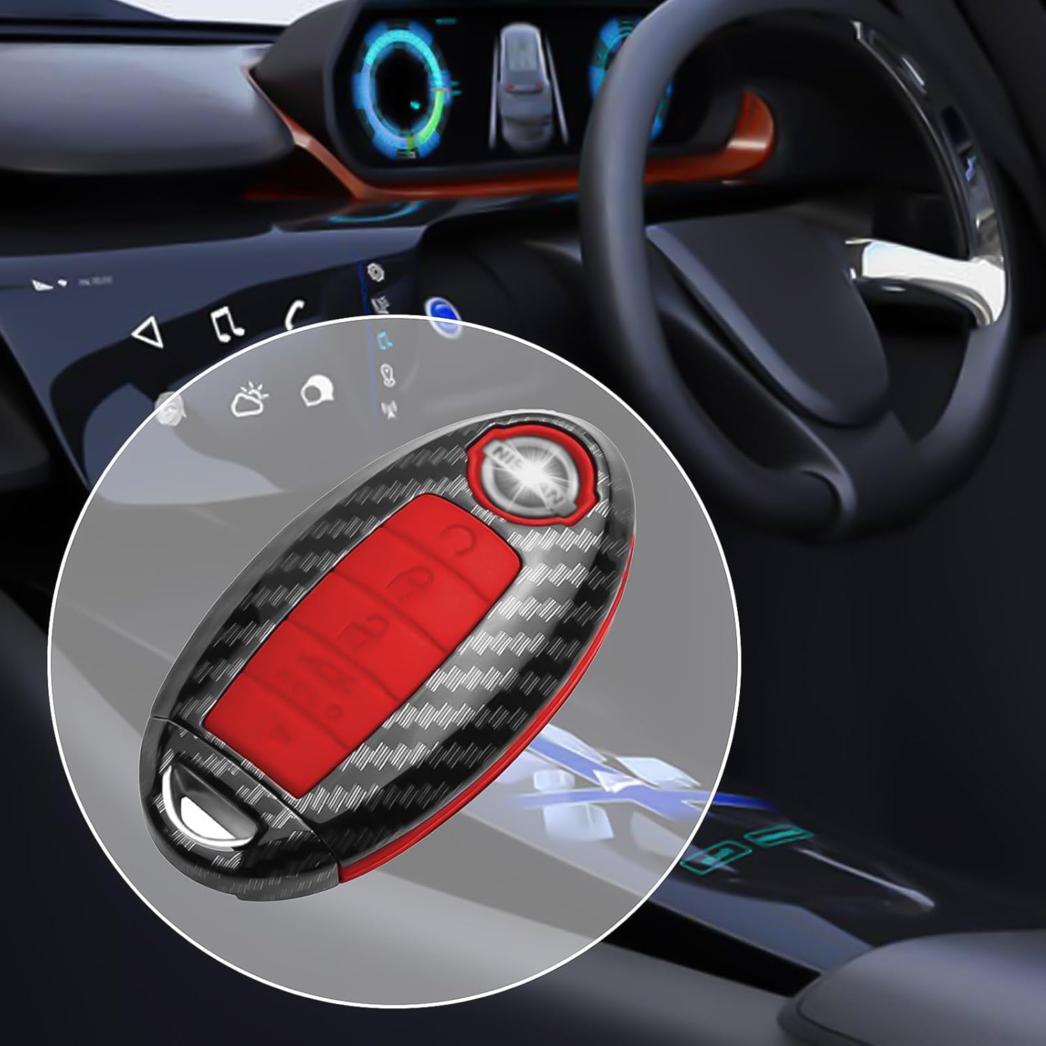 Funda para llavero Infiniti JX35 Q5060 QX566080 de 5 botones, compatible con Nissan Altima Maxima Rogue Armada Sentra 370z Pathfinder Murano (funda
