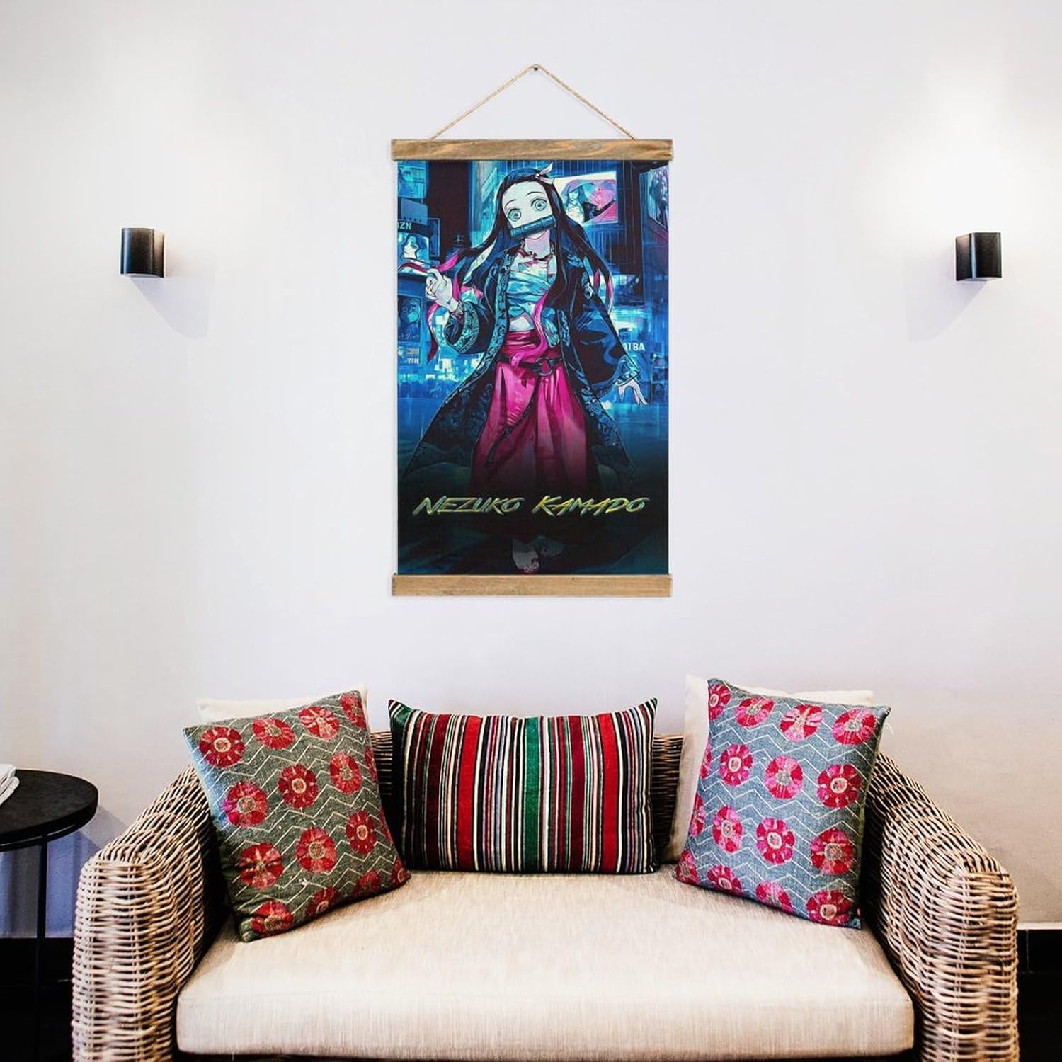 BAWUTZ Nezuko Kamado – Póster de desplazamiento para pared, pintura colgante, marco de madera, kit magnético para decoración de sala de estar,
