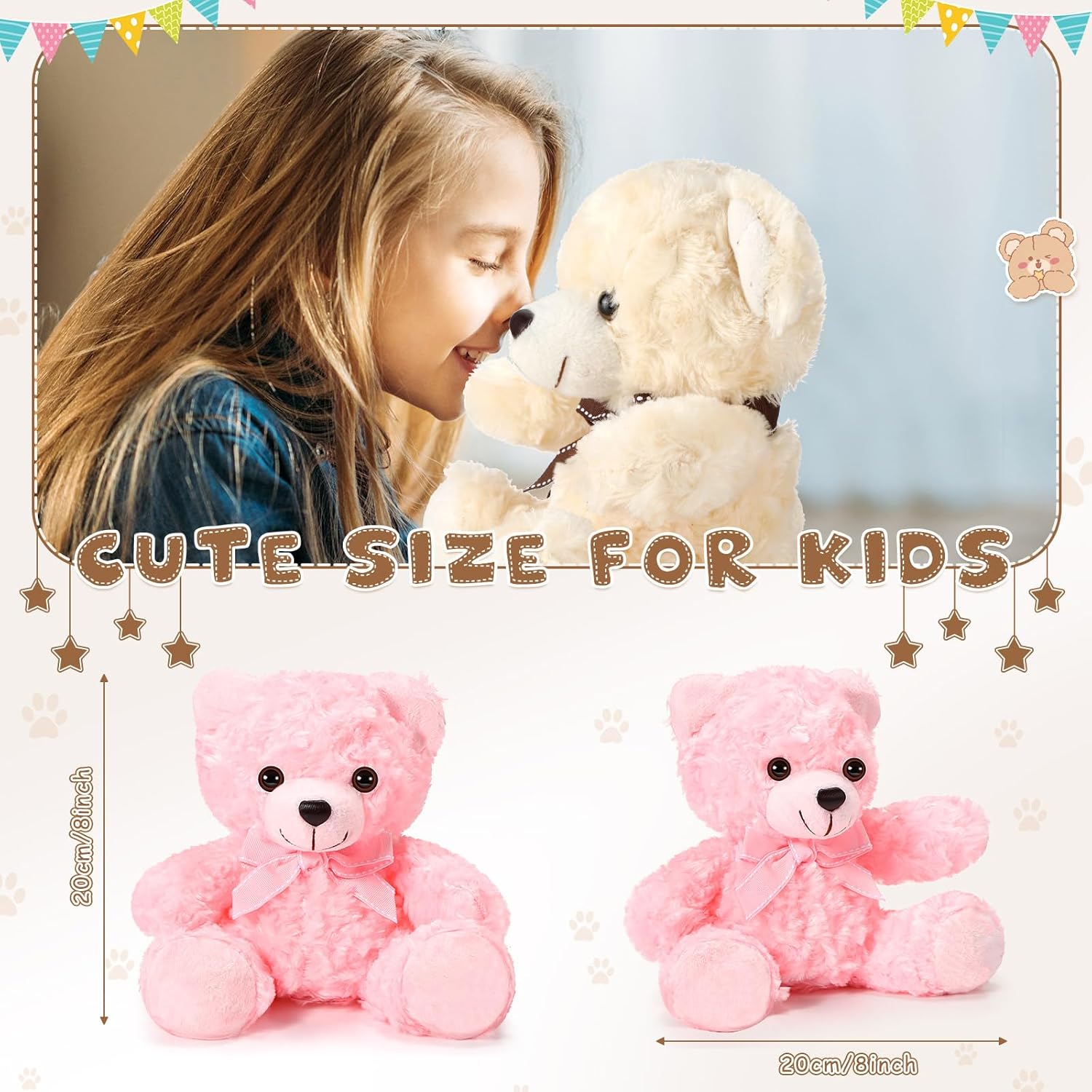 Jenaai 15 piezas de osos de peluche de osos de 8 pulgadas, osos suaves a granel con lazo de cinta, regalo de San Valentín, cumpleaños, baby shower,