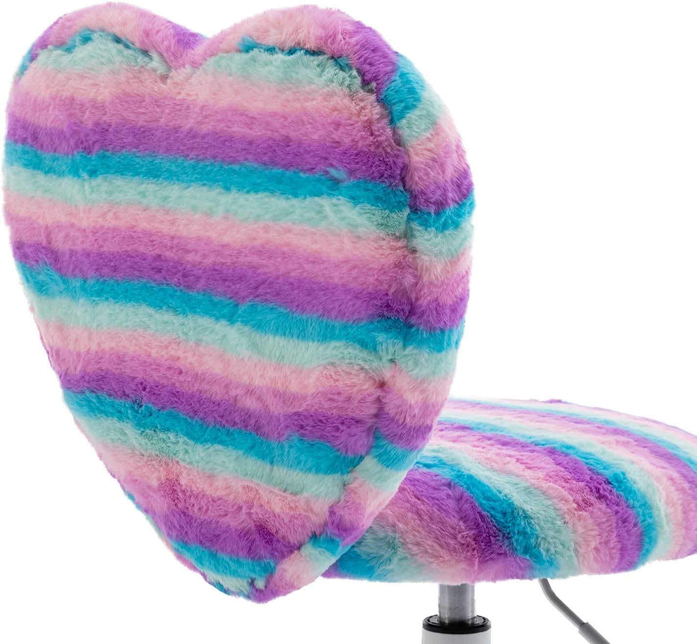 chairus Silla de escritorio para niños, silla de estudio pequeña de piel sintética para adolescentes, silla de tocador ajustable en forma de corazón