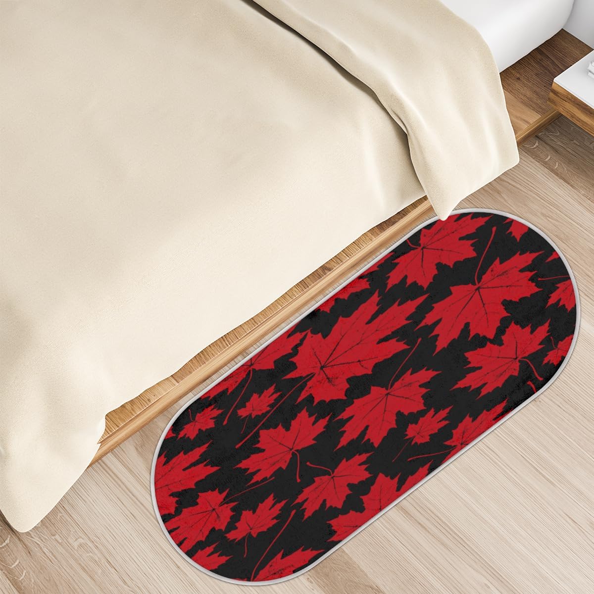Fall Red Maple Memory Foam Bathroom Rug Runner Soft Cozy Bath Rug Water Absorbent Non-Slip Bathroom Mat Thick Velvet Shower Mat Bath Mat for