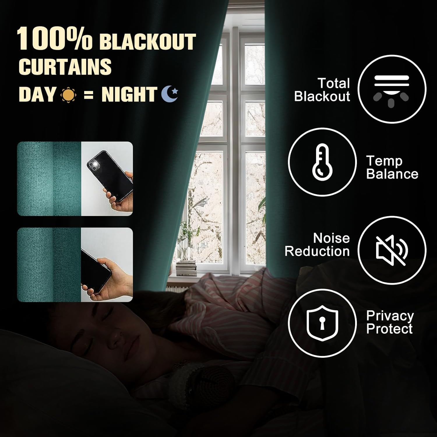 IOFRYION Cortinas texturizadas de lino 100% opacas, cortinas de ventana insonorizadas con forro gris de 3 capas, cortinas con ojales antioxidantes
