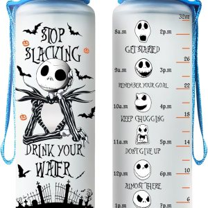 GEPOSTORE Jack Pumking King – Botella de agua deportiva motivacional de 32 onzas con marcador de tiempo, hora de beber, regalos para Halloween GEPOSTORE Jack Pumking King – Botella de agua deportiva motivacional de 32 onzas con marcador de tiempo, hora de beber, regalos para Halloween