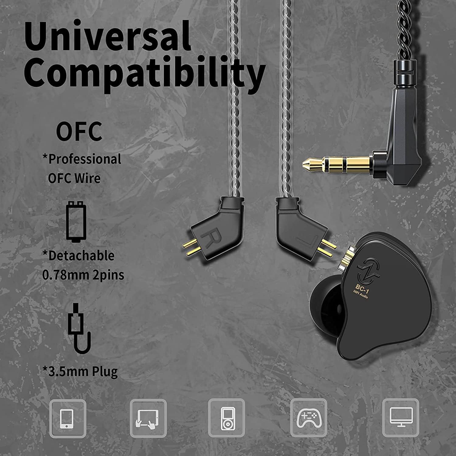 CCZ Melody – Monitor de auriculares con cable, híbridos de doble controlador 1BA+1DD, auriculares de alta fidelidad, graves profundos, para músicos