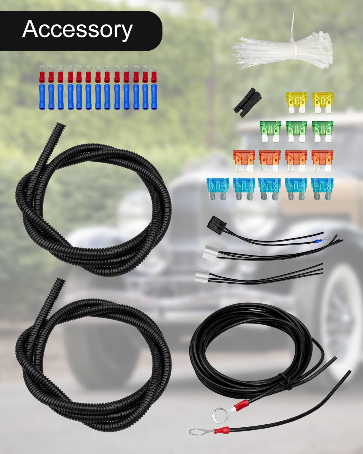 Arnés de cableado universal de 14 circuitos para Street Muscle Car Hot Rod XL, kit de arnés de cableado de fusible de 12 V compatible con Chevy Ford