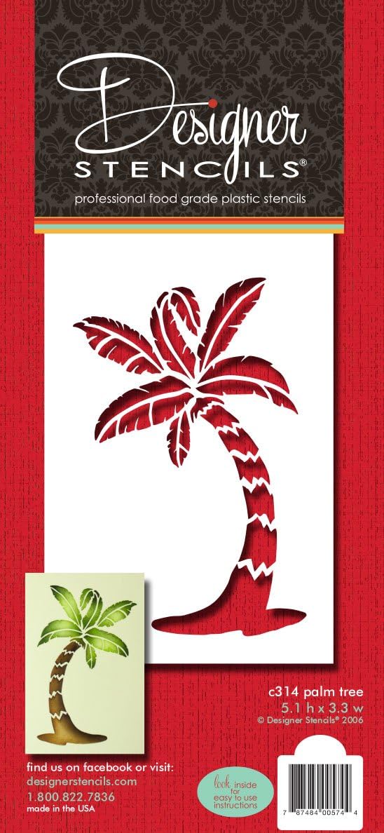 Designer Stencils Plantilla de pastel de palmera, beigesemitransparente