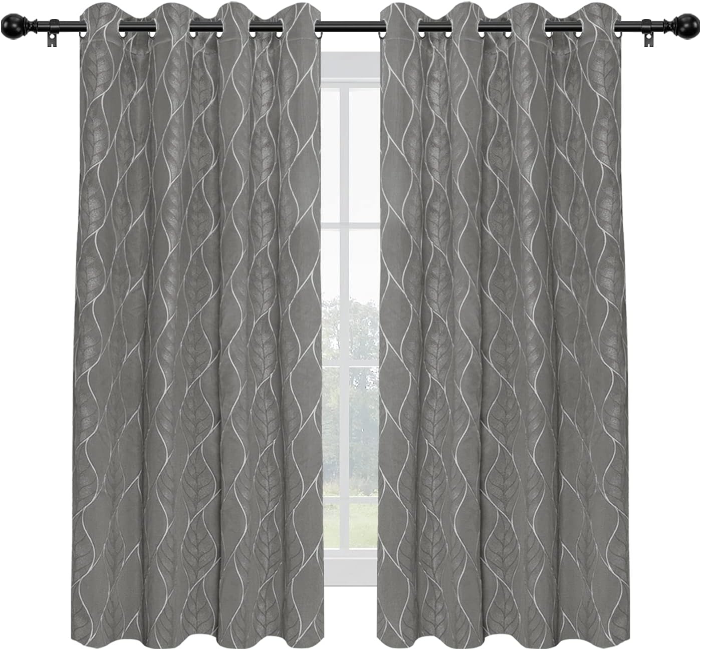 Easy-Going Cortina opaca 100 % jacquard 3D, elegante textura con bloqueo de luz, para sala de estar, lujosa cortina gruesa que reduce el ruido, 2