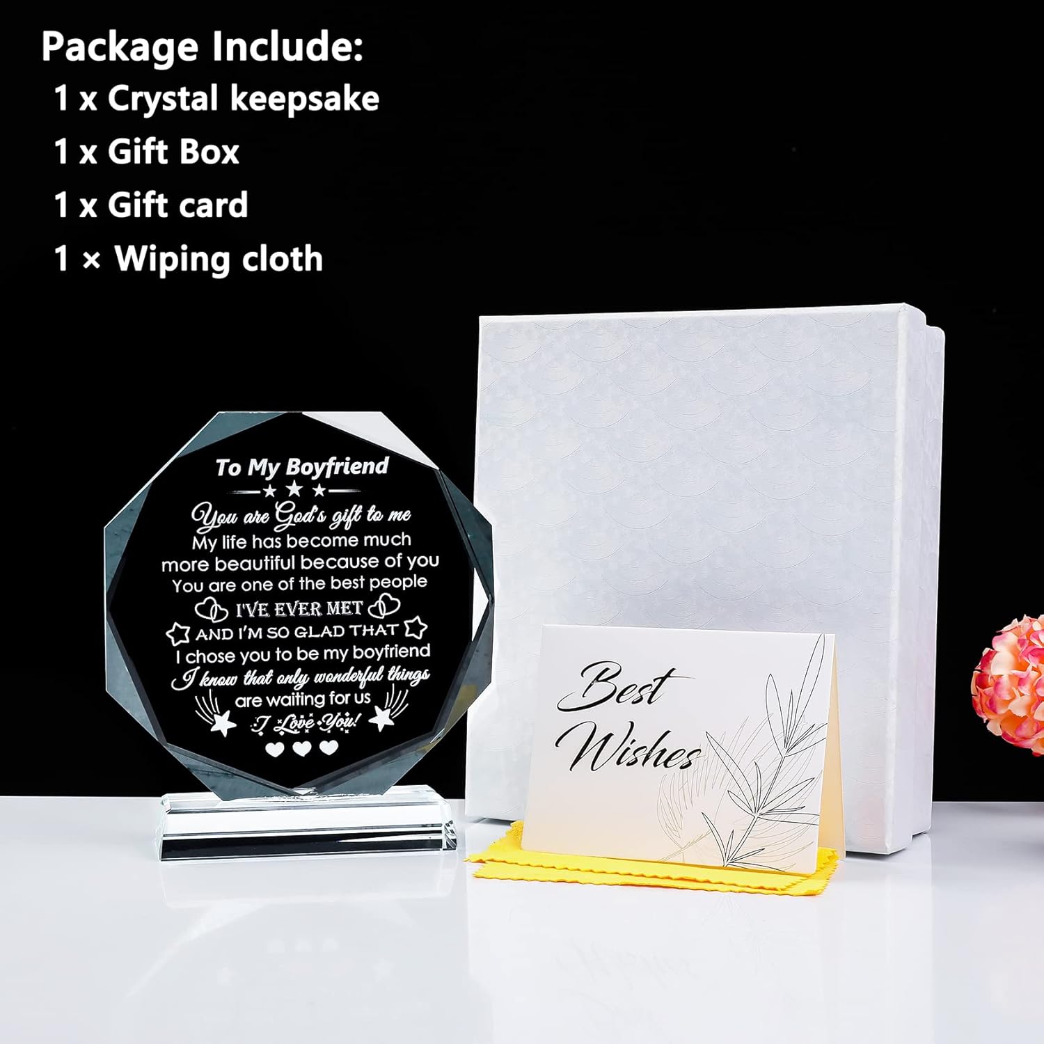 YWHL Regalos románticos para novio de novia, recuerdo de cristal único para mi novio, regalos de cumpleaños, aniversario, día de San Valentín,