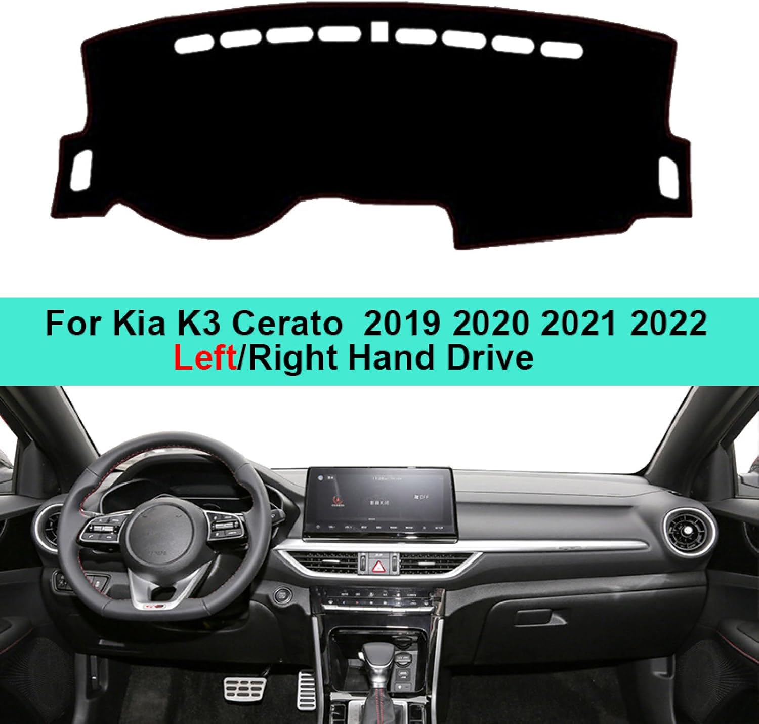 Para Kia K3 Cerato 2019-2022, cubierta de tablero de automóvil, alfombra LHD RHD RHD Dash Mat Cojín Anti-sol Parasol