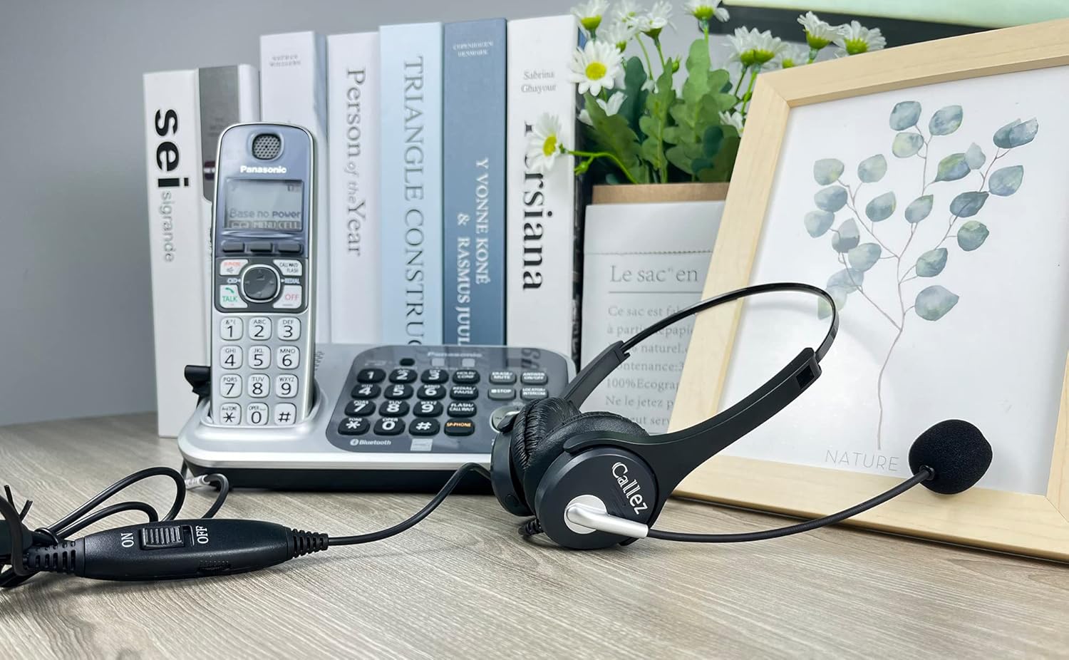 Call Center – Auriculares de teléfono de 0.098 in con micrófono con cancelación de ruido, teléfono fijo con control de volumen para AT&T ML17929