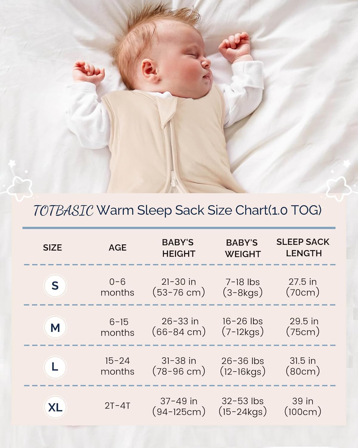Saco de dormir de 0-6-12-18-24 meses, saco de dormir transpirable de alta calidad con cremallera de 2 vías para bebé niña niño