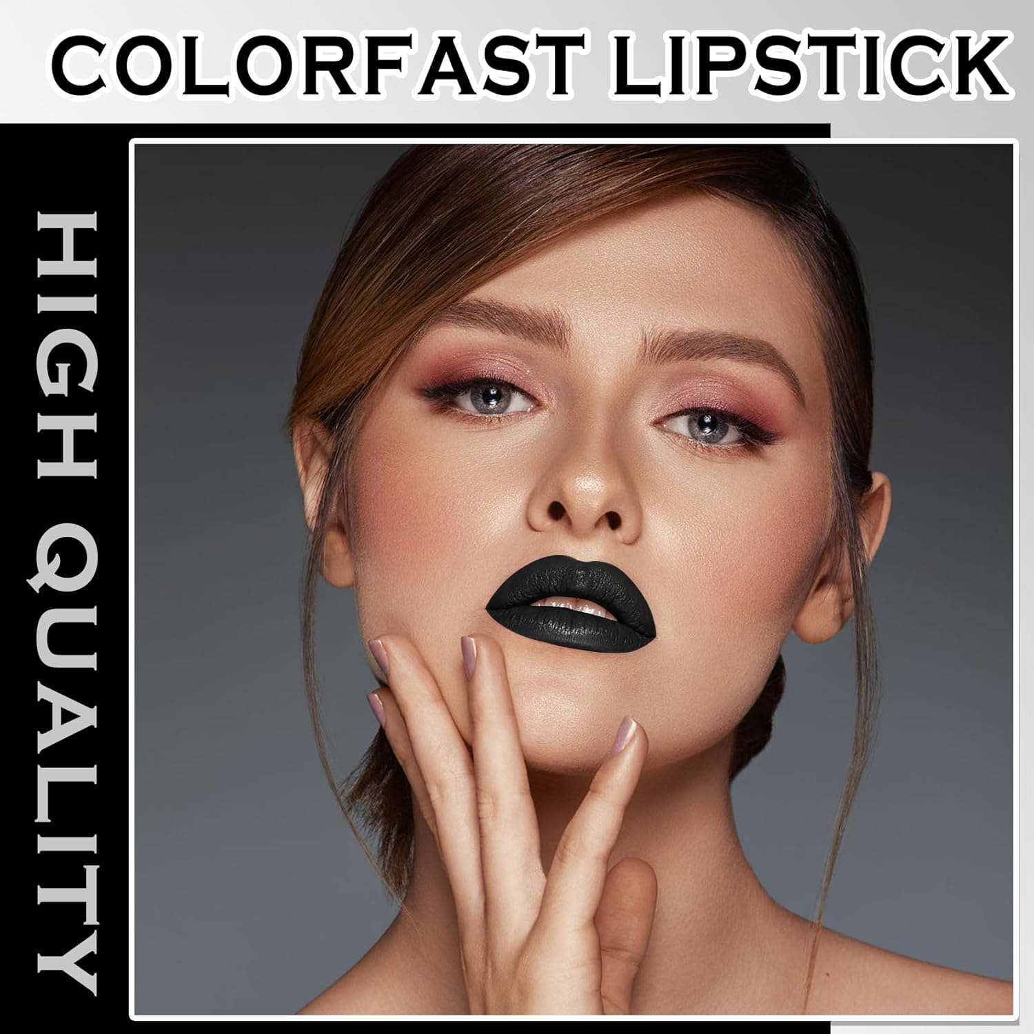 ZHISHUDL Juego de delineadores de labios negro mate, lápiz labial líquido negro, tinte de labios de alta pigmentación negro y brillo de labios para