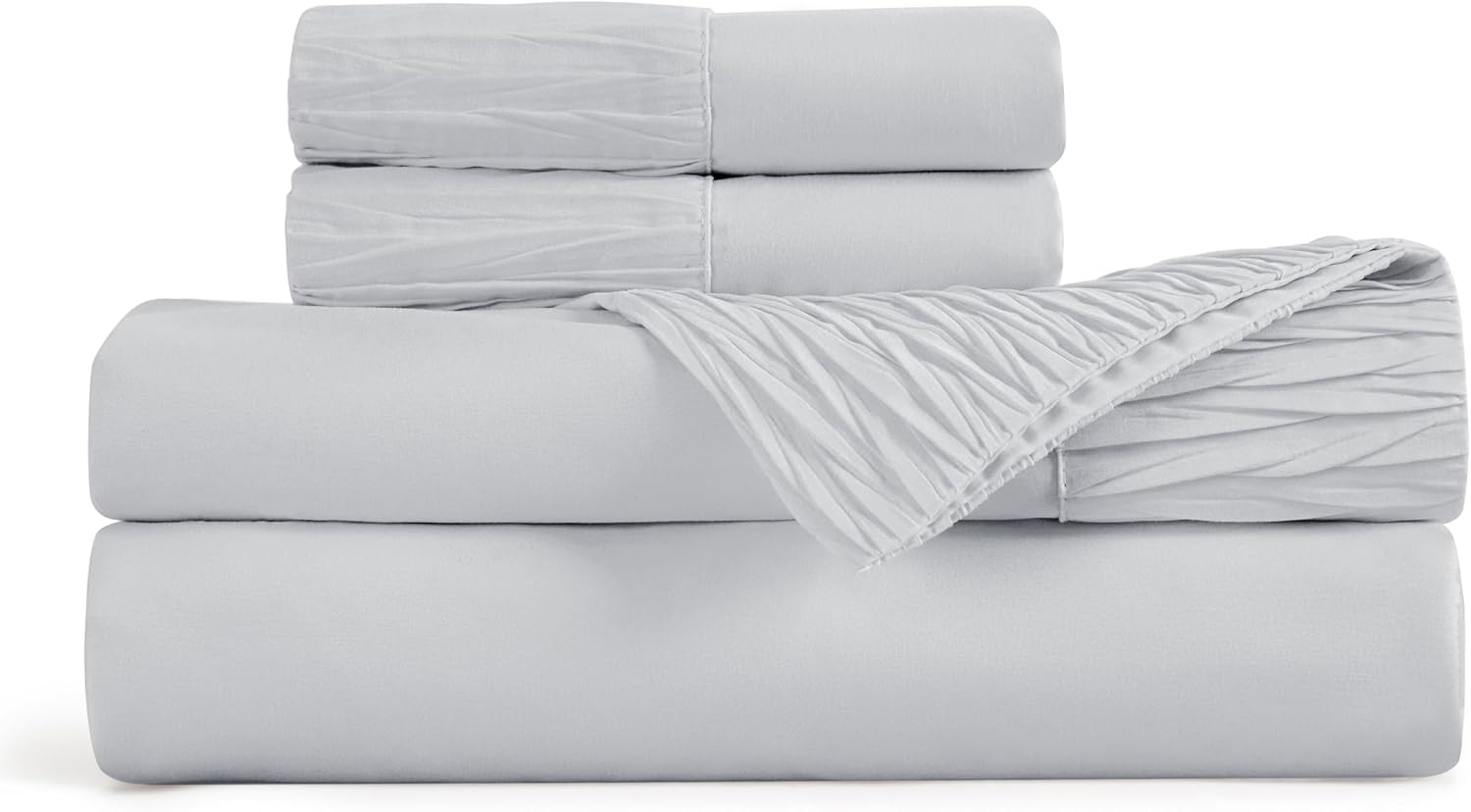 Bedsure – Juego de sábanas para cama de tamaño California King, de color gris claro, suave juego de sábanas que incluye fundas de almohada, 4