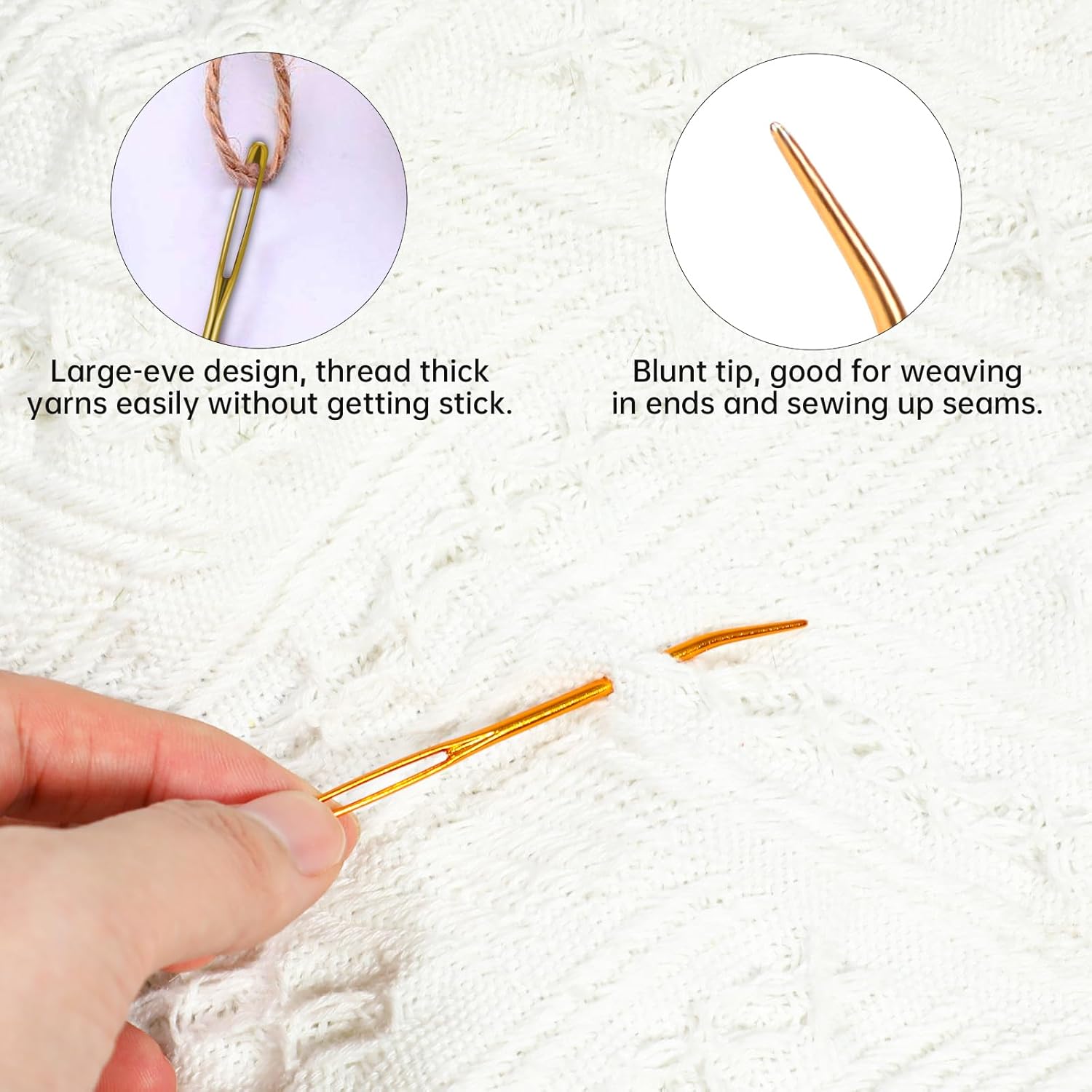 Agujas de hilo de acero inoxidable para tejer, agujas de bordar, agujas de punta doblada, agujas de tejer a mano, agujas de coser para tejer a