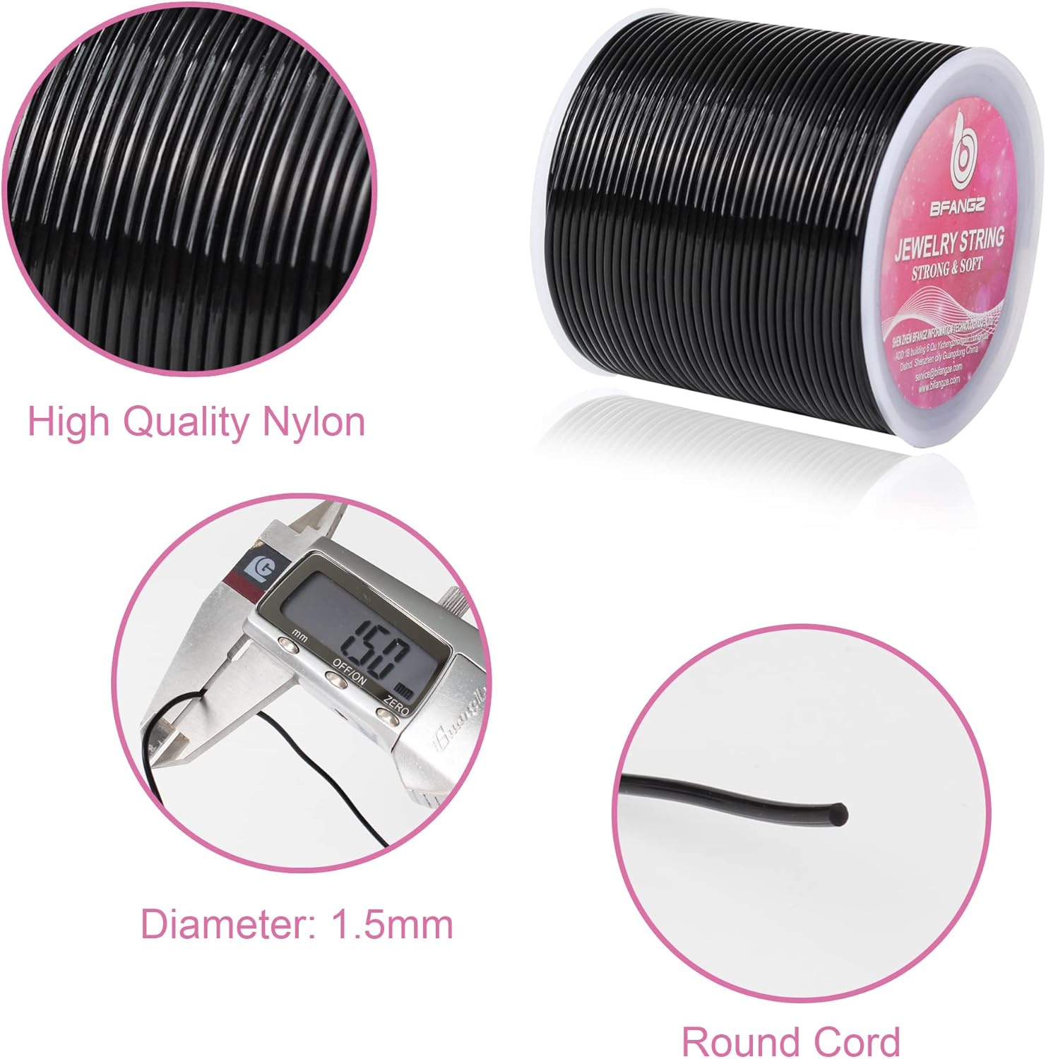 BFANGZ Cuerda elástica de 0.059in y 164.0ft para hacer joyas, cuerda elástica de cristal, cuerda elástica para pulseras, collares, joyas y