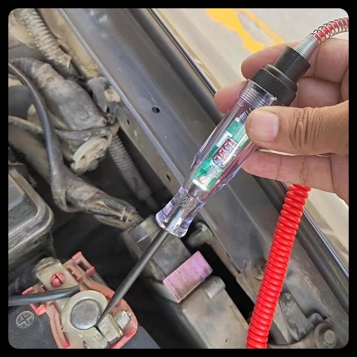 Ajxn 1 bolígrafo de mantenimiento de prueba de circuito de sonda larga de voltaje para automóvil, 3-48V 7.48 pulgadas, sensor multifunción de