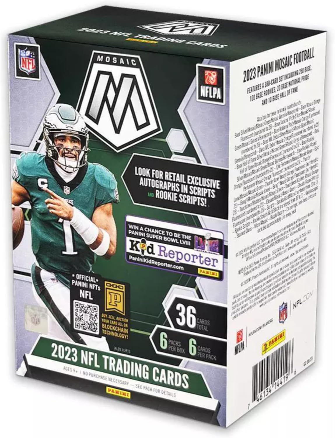 Panini Mosaic Football Card Blaster Box 2023 – 36 tarjetas de fútbol con 5 tarjetas de carga superior para ayudar a proteger tus tarjetas