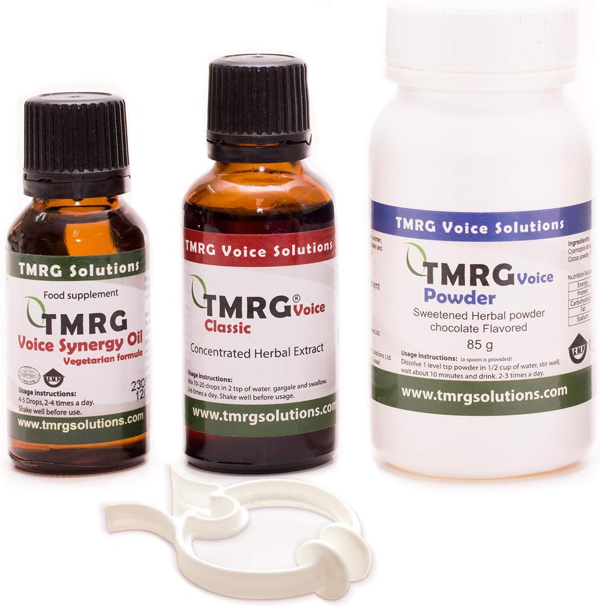 TMRG Potente kit de recuperación vocal, grande (gotas de 1.0 fl oz+3.00 oz en polvo+0.7 fl oz de aceite + clip), remedio profesional de cuerdas