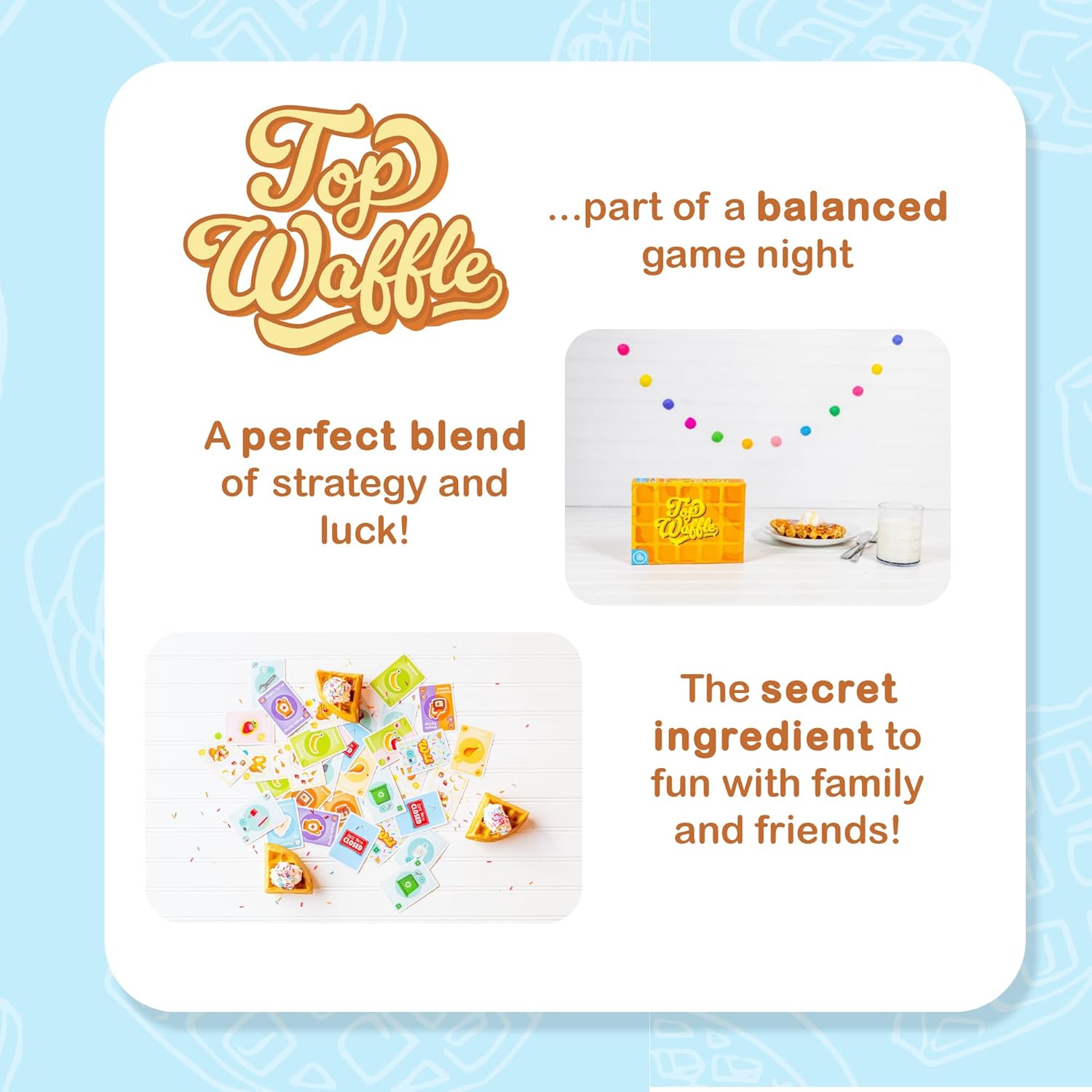 Juego de cartas Top Waffle  Juego maravillosamente delicioso para niños, adolescentes, adultos y noche de juego familiar  Gran regalo para mayores