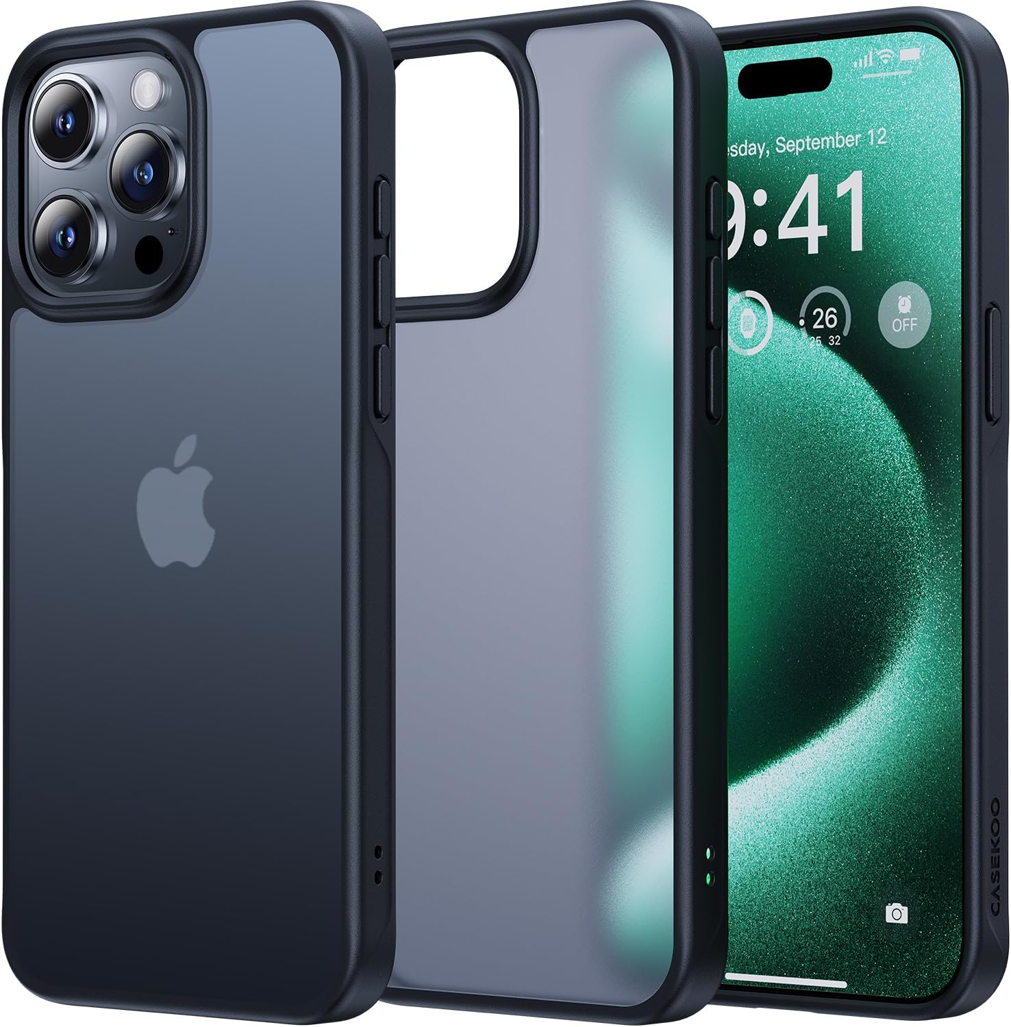 CASEKOO Funda mate para iPhone 15 Pro Max a prueba de golpes, nunca amarilla protección contra caídas de grado militar de 10 pies Funda translúcida